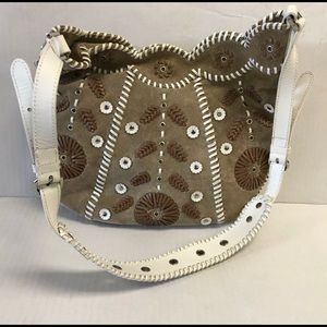 Rafe New York Stiched Leather Suede Messenger Handbag